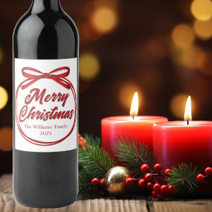 Rótulo De Garrafa De Cerveja Festa de Natal Elegante com Letra Vermelha Persona