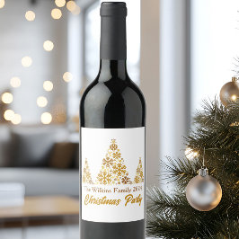 Rótulo De Garrafa De Cerveja Festa de Natal Personalizada Chic Dourada Snowflak