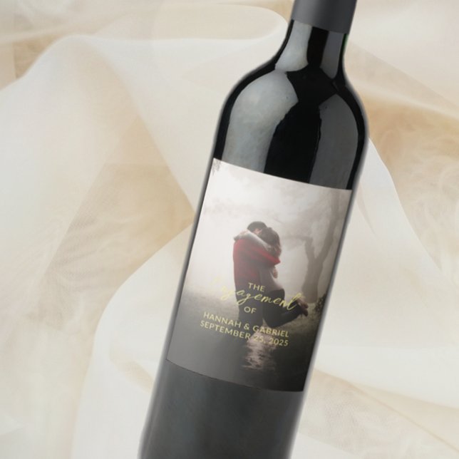 Rótulo De Garrafa De Cerveja Festa de noivado De Casamento Adicionar Foto (Wedding Engagement Party Wine Label (Add Your Photo))