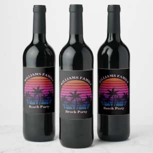 Rótulo De Garrafa De Cerveja Festa de Praia Personalizada Pôr do Sol Tropical P