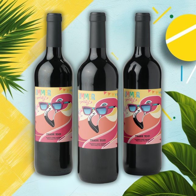 Rótulo De Garrafa De Cerveja Festa de Verão Flamingo Rosa (Criador carregado)