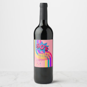 Rótulo De Garrafa De Cerveja Festa Retro dos Anos 90 Rosa Aniversário Nostálgic