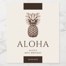Rótulo De Garrafa De Cerveja Festa tropical aloha com abacaxi vintage