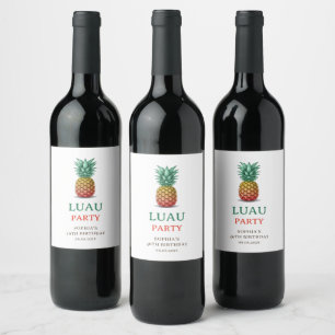 Rótulo De Garrafa De Cerveja Festa tropical Luau com rótulo de vinho de abacaxi