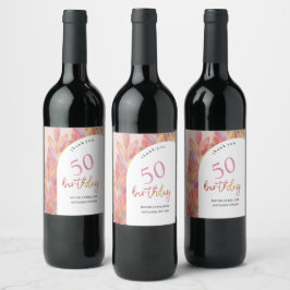 Rótulo De Garrafa De Cerveja Festa Tropical Rosa Artística em Aquarela