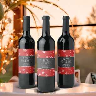 Rótulo De Garrafa De Cerveja Festas de Neve Negra Festivas Flocos Felizes