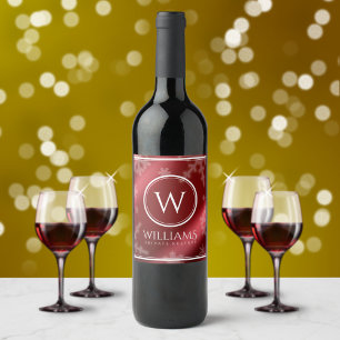 Rótulo De Garrafa De Cerveja Festive Red Foil Snowflakes Monogram Name