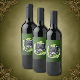Rótulo De Garrafa De Cerveja Filhote de lobo no verde: