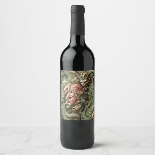 Rótulo De Garrafa De Cerveja Finaria do Drac - Travesseiro Floral do Dragão Gót
