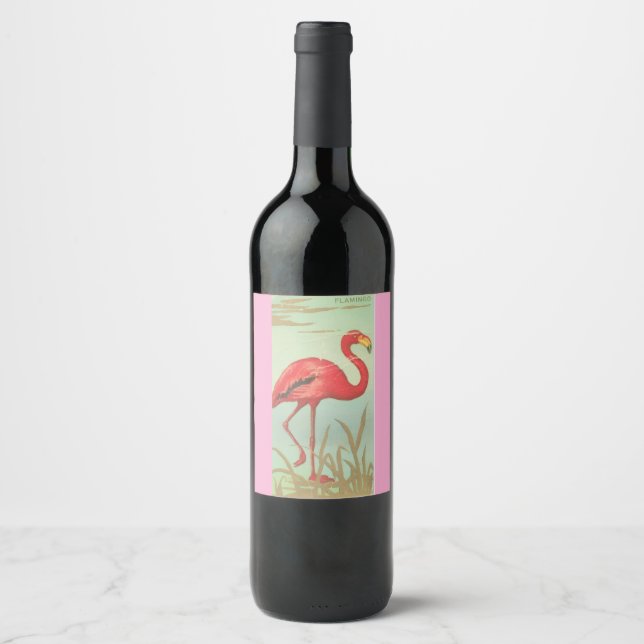 Rótulo De Garrafa De Cerveja Flamingo Antigo (Frente)