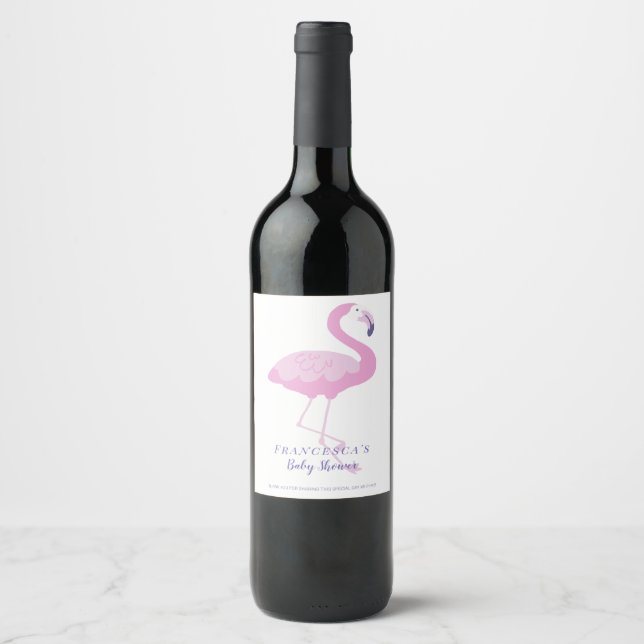 Rótulo De Garrafa De Cerveja Flamingo Cor-De-Rosa Bonita Obrigado Chá de fralda (Frente)