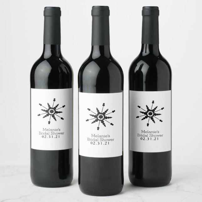 Rótulo De Garrafa De Cerveja Floco de Neve Preto Simples Natal Inverno (Garrafas)