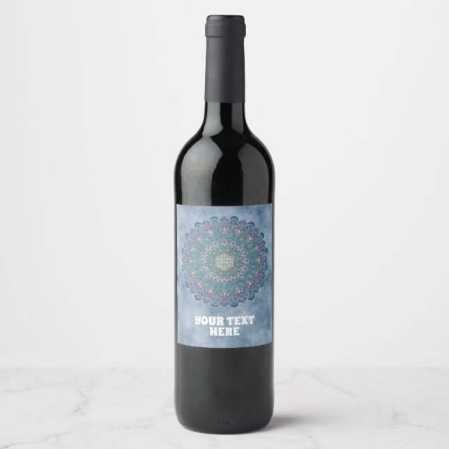 Rótulo De Garrafa De Cerveja Flor Da Vida - Estilo De Mandala Índia 1 (Frente)