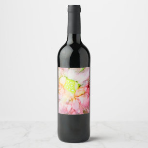 Rótulo De Garrafa De Cerveja Flor de Abstrato de Tinta de Álcool Rosa