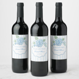 Rótulo De Garrafa De Cerveja Flor de Hortênsia Azul Vintage Elegante Onda Listr