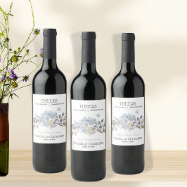 Rótulo De Garrafa De Cerveja Florais Azuis Dusty