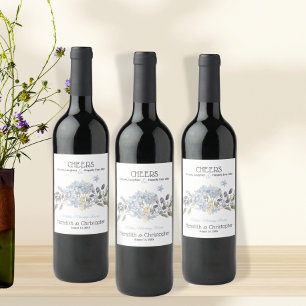 Rótulo De Garrafa De Cerveja Florais Azuis Dusty