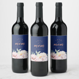 Rótulo De Garrafa De Cerveja Florais de Aquarela Pastel | Amo-Te Mãe