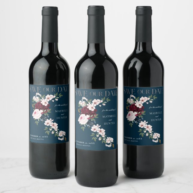 Rótulo De Garrafa De Cerveja Florais De Cores Aquáticas E Marinhos Salvem A Dat (Garrafas)