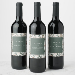 Rótulo De Garrafa De Cerveja Florais Verdes Elegantes