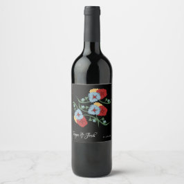 Rótulo De Garrafa De Cerveja Floral Botânico Mexicano Bonito Verdejante Azul Ve