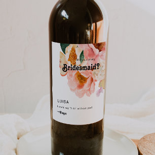 Rótulo De Garrafa De Cerveja Floral Colorida Negrito Proposta Bridesmaid