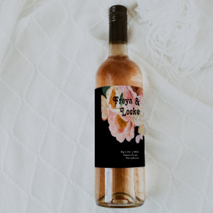 Rótulo De Garrafa De Cerveja Floral Colorida Negrito   Rótulo de Vinho de Casam