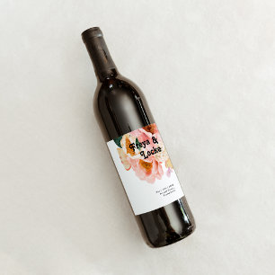 Rótulo De Garrafa De Cerveja Floral Colorida Negrito Rótulo De Vinho De Casam