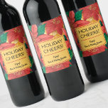 Rótulo De Garrafa De Cerveja Floral de Natal das Poinsettias<br><div class="desc">Poinsettias vermelhas e douradas e folhas, sua saudação e personalização em letras elegantes, estes rótulos de garrafa de vinho são perfeitos para colocar nas suas garrafas para servir no seu jantar de Natal ou para dar como presentes. Todos os rótulos de garrafa de bebida alcoólica já estão criados para você...</div>