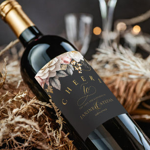 Rótulo De Garrafa De Cerveja Floral Drama Wedding Charcarboneto ID1022