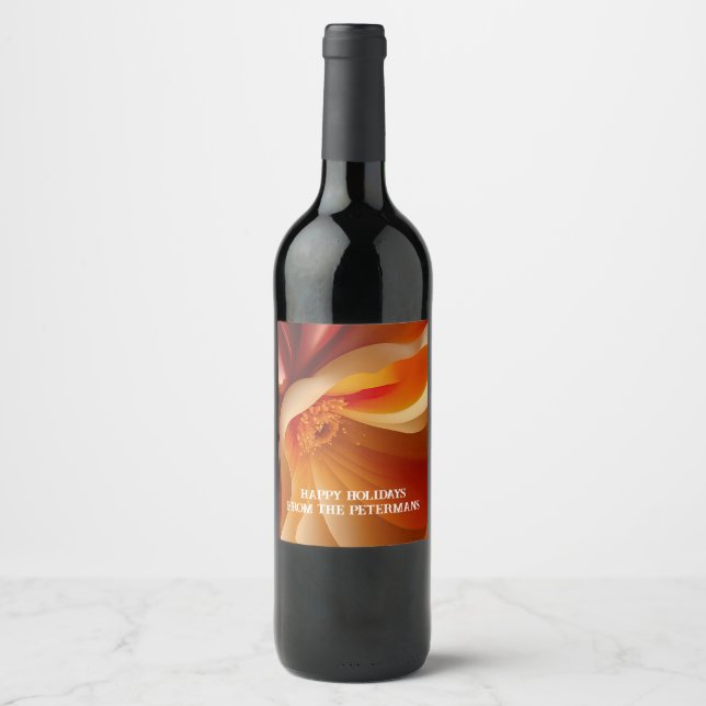 Rótulo De Garrafa De Cerveja Floral Flutuante em Vermelho (Frente)