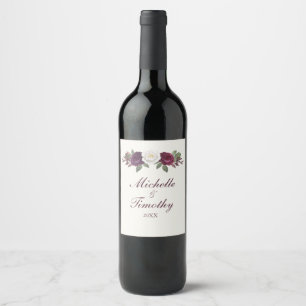 Rótulo De Garrafa De Cerveja Floral Roxo