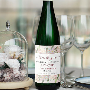 Rótulo De Garrafa De Cerveja Floral Rustic Pink Watercolor Obrigado Casamento