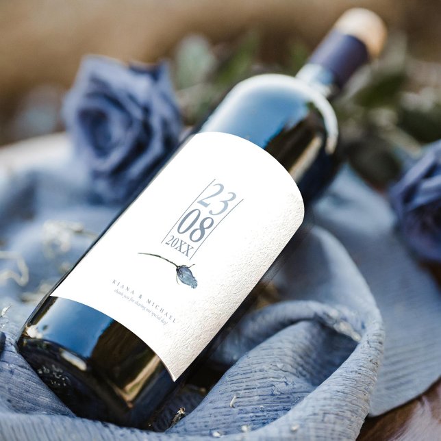 Rótulo De Garrafa De Cerveja Floral Sparkles Wedding Dusty Blue ID889 (Criador carregado)