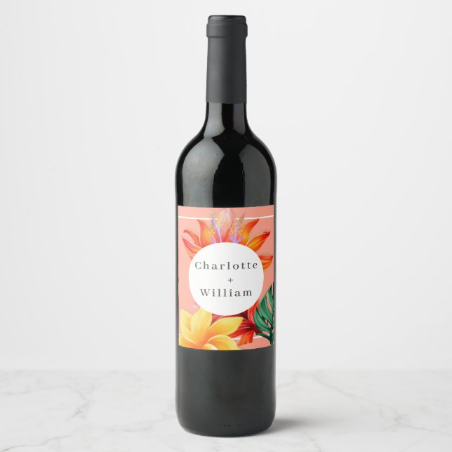 Rótulo De Garrafa De Cerveja Floral tropical (Frente)