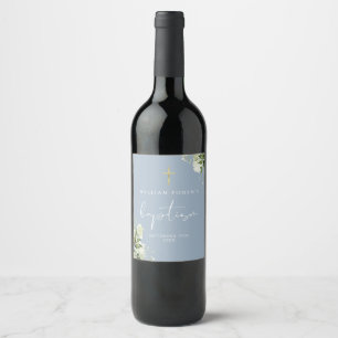 Rótulo De Garrafa De Cerveja Floral Verde Rústico Azul Poeirento Batismo