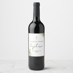 Rótulo De Garrafa De Cerveja Floral Verde Rústico Batismo Elegante