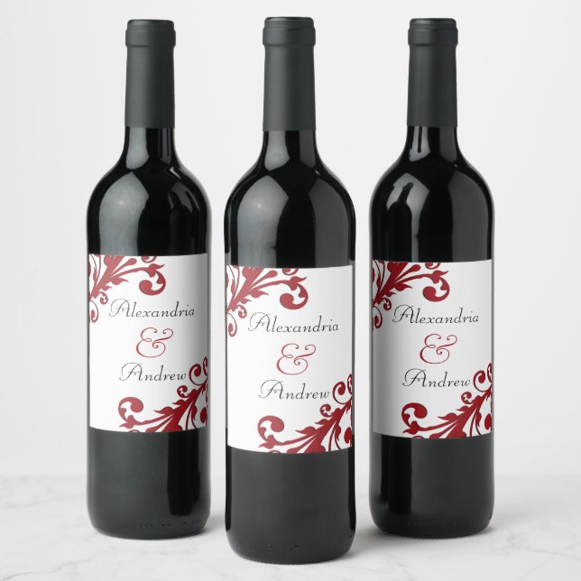 Rótulo De Garrafa De Cerveja Floral Vermelho Elegante (Garrafas)