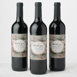 Rótulo De Garrafa De Cerveja Floral Vintage Mint Rosa Dourado Casamento Obrigad