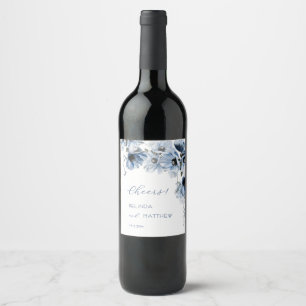 Rótulo De Garrafa De Cerveja Flores Azuis Artísticas   Casamento