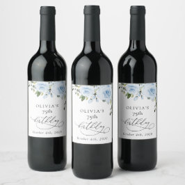 Rótulo De Garrafa De Cerveja Flores Azuis Empoeiradas, Folhagens, Boho, Anivers