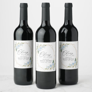 Rótulo De Garrafa De Cerveja Flores Azuis, Flores Brancas, Boho, Chá de panela