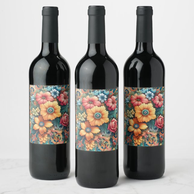 Rótulo De Garrafa De Cerveja Flores bonito (Garrafas)