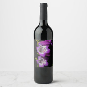 Rótulo De Garrafa De Cerveja Flores Brancas Roxas Vinho