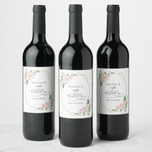 Rótulo De Garrafa De Cerveja Flores Cor-de-Rosa, Flores Brancas, Folhagens, Ani