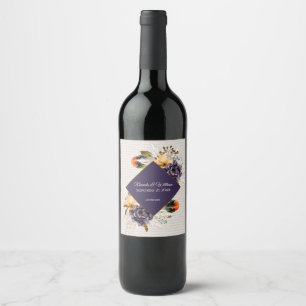 Rótulo De Garrafa De Cerveja Flores da queda com grama de Pampas e casamento da