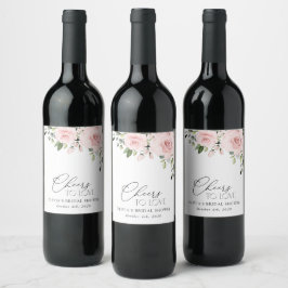 Rótulo De Garrafa De Cerveja Flores de Blush, Flores Rosa, Boho, Chá de panela