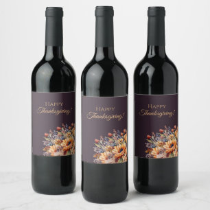 Rótulo De Garrafa De Cerveja Flores De Cobra De Ação De Graças De Aquarelas - R