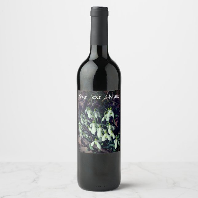 Rótulo De Garrafa De Cerveja Flores de Neve Brancas de Primavera Personalizado (Frente)