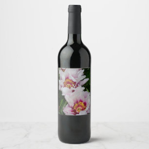 Rótulo De Garrafa De Cerveja Flores de pénia rosa e branca
